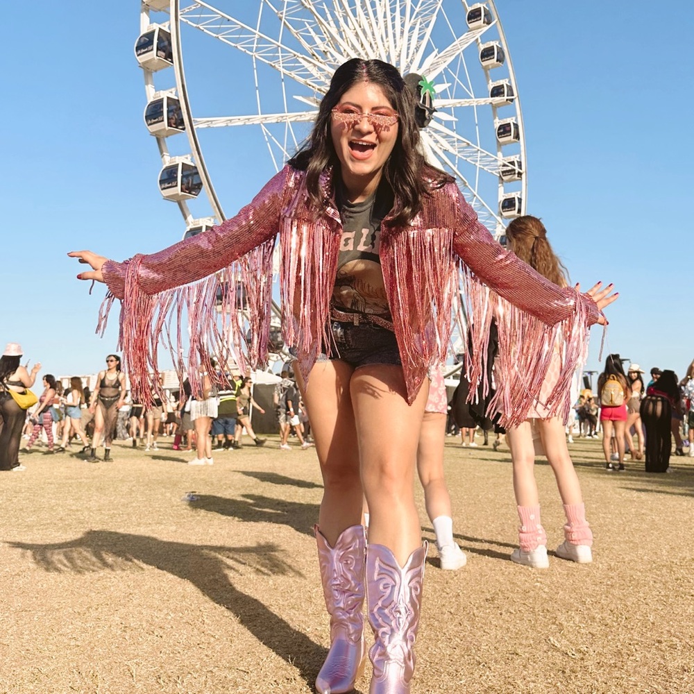 Coachella Fringe Sequin Pink Jacket